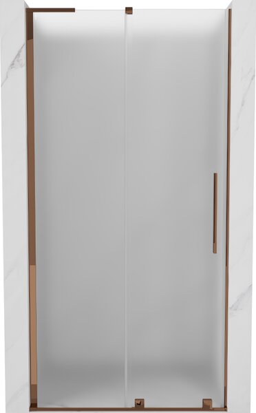 Mexen Velar L, posuvné sprchové dvere do otvoru 90 cm, 8mm sklo námraza, ružové zlato, 871-090-003-31-60