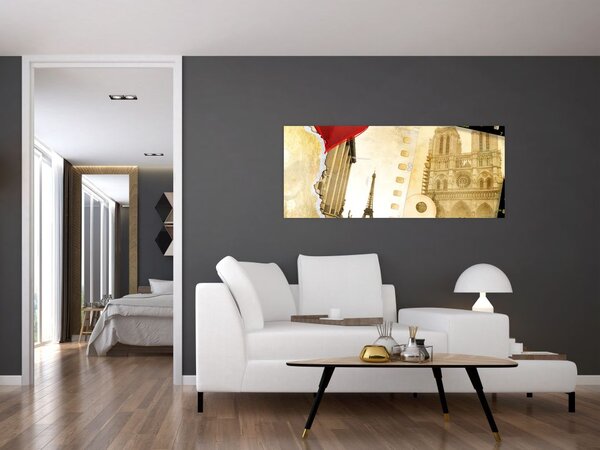 Obraz - Spomienky na Paríž (120x50 cm)