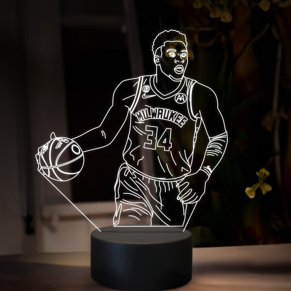 Beling 3D lampa, Giannis Antetokounmpo, 16 farebná QX23