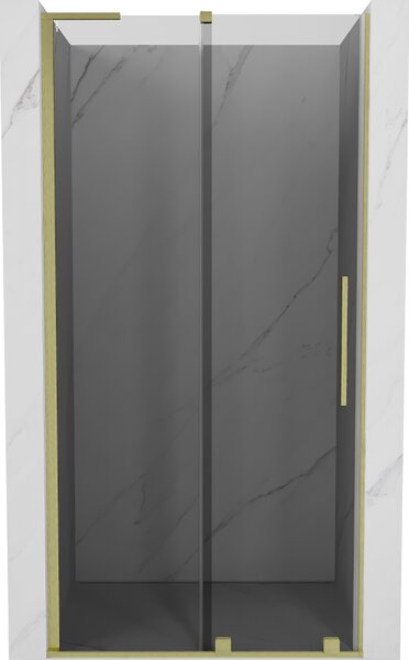 Mexen Velar L, posuvné sprchové dvere do otvoru 90 cm, 8mm šedé sklo, zlatá matná, 871-090-003-41-55