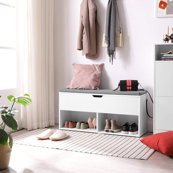 SONGMICS Botník Vasagle Lenda s lavicou a úložným priestorom 100 cm biely/sivý