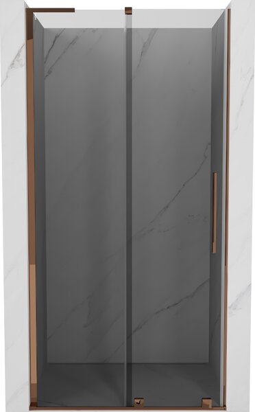 Mexen Velar L, posuvné sprchové dvere do otvoru 90 cm, 8mm šedé sklo, ružové zlato, 871-090-003-41-60