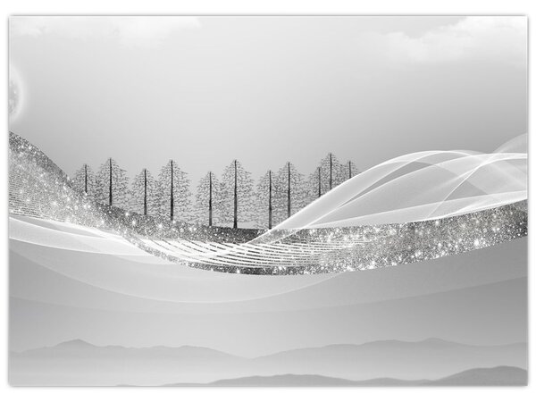 Obraz - Strieborná krajina (70x50 cm)