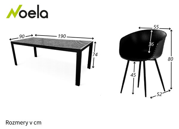 Noela Záhradný jedálenský set Viking XL 190cm + 8x stolička Rikke