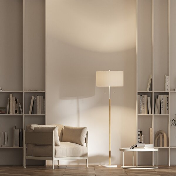 Stojacia lampa FOGO 2xE27/15W/230V biela/béžová