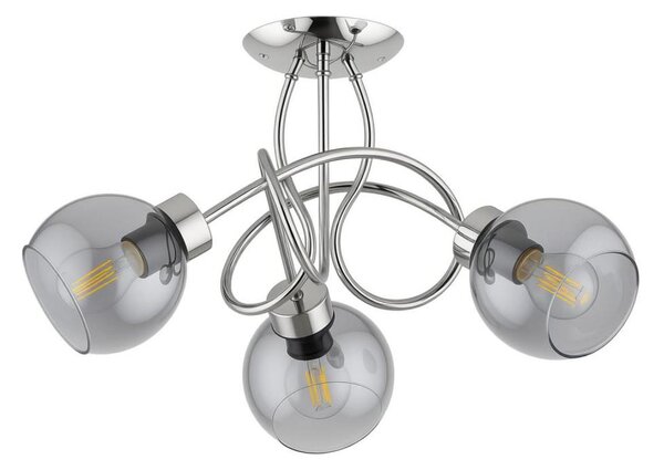 Prisadený luster HOSSA 3xE27/15W/230V lesklý chróm/čierna/dymová