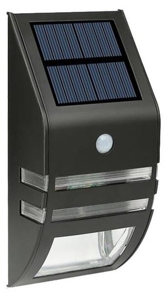 LED solárne nástenné svietidlo so senzorom LED/3,7V 500 mAh IP44 čierne