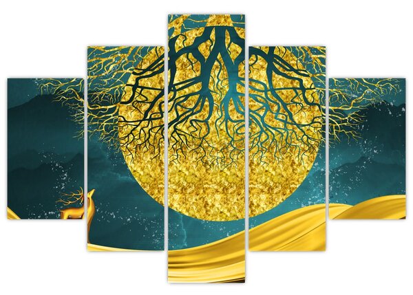 Obraz - Abstrakcia, Zlatá krajina (150x105 cm)