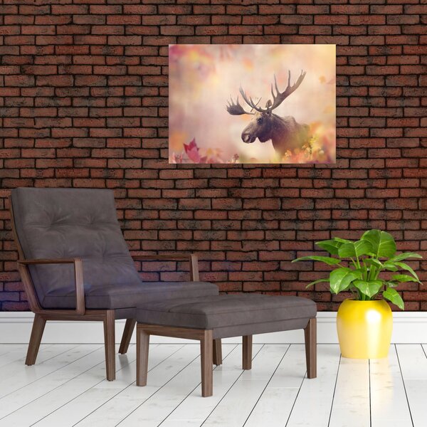 Obraz - Sob v jesennom lístí (70x50 cm)
