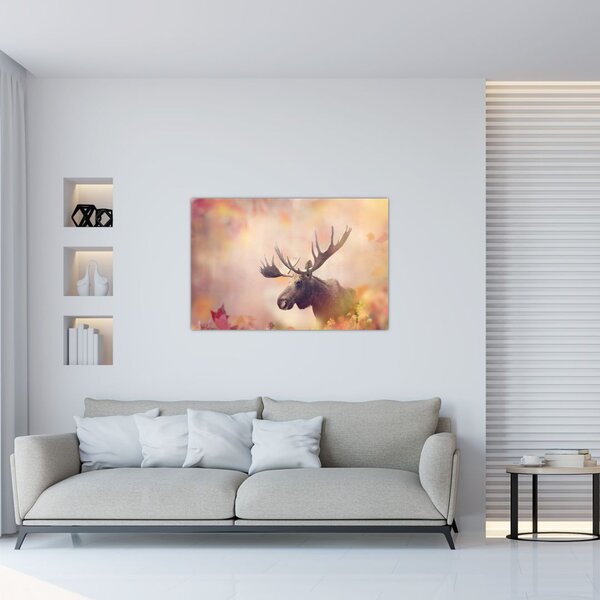 Obraz - Sob v jesennom lístí (90x60 cm)