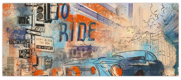 Obraz - Zrodený na jazdu (120x50 cm)