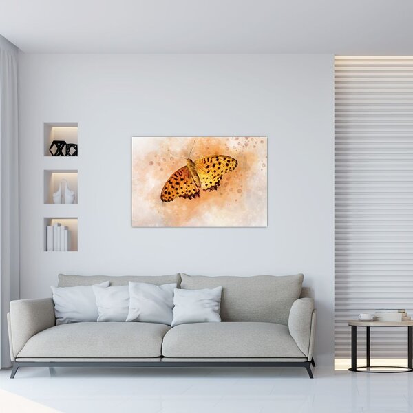 Obraz - Oranžový motýľ, aquarel (90x60 cm)