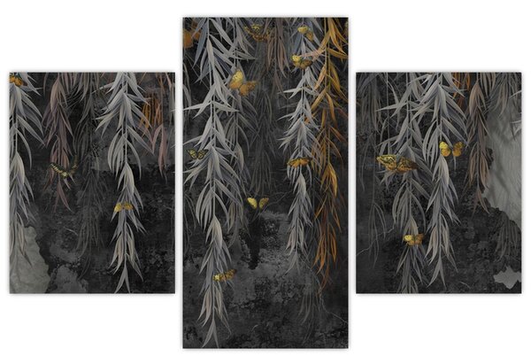 Obraz - Vŕbové vetvičky v čiernom pozadí (90x60 cm)