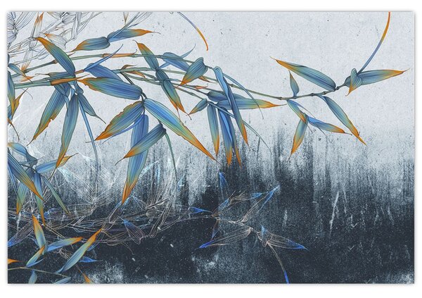 Obraz - Bambus na stene (90x60 cm)