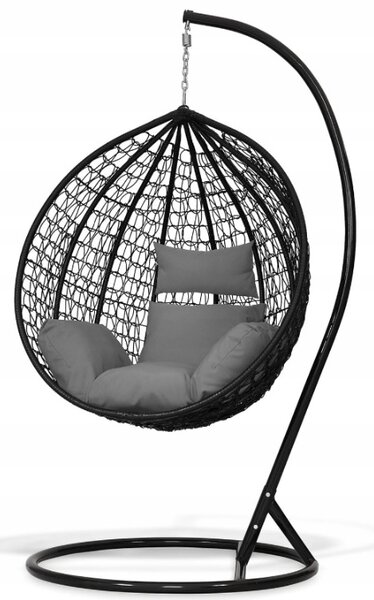 BestBerg BBHC-40BK závesné kreslo / ratan / čierna/sivá