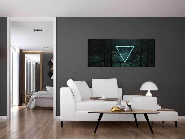 Obraz - Neónový trojuholník v jungli (120x50 cm)