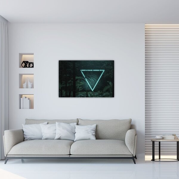 Obraz - Neónový trojuholník v jungli (90x60 cm)