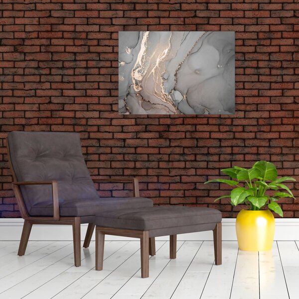 Sklenený obraz - Šedo-zlatý mramor (70x50 cm)