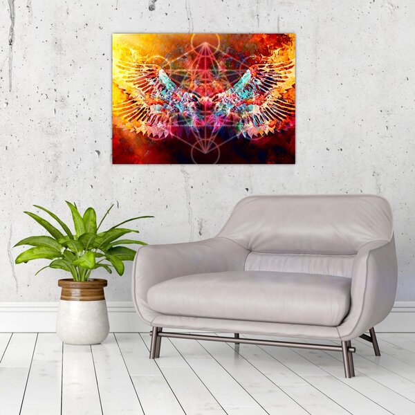 Obraz - Merkaba s krídlami, abstrakcia (70x50 cm)