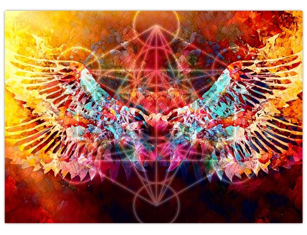 Obraz - Merkaba s krídlami, abstrakcia (70x50 cm)
