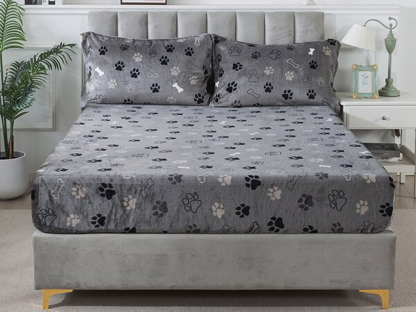 XPOSE® Mikroplyšová plachta LABKY Exclusive - sivá 90x200 cm