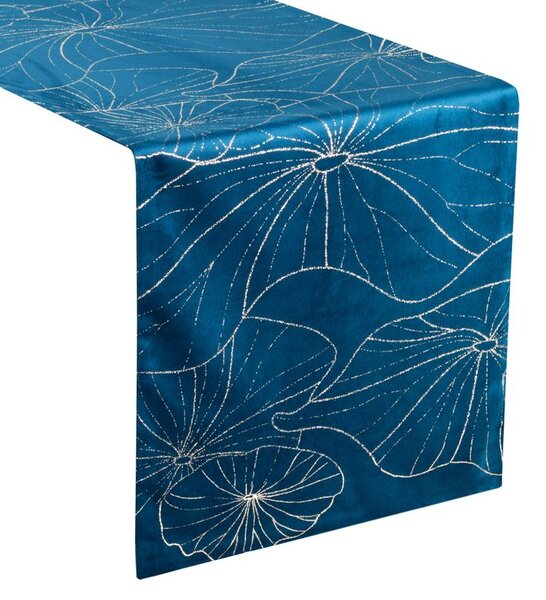 Dekorstudio Elegantný zamatový behúň na stôl BLINK 18 granátovomodrý Rozmer behúňa (šírka x dĺžka): 35x180cm