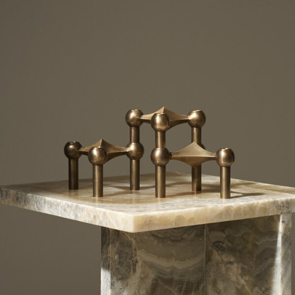 Dizajnový svietnik STOFF Nagel Bronzed Brass – set 3 ks
