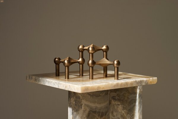 Dizajnový svietnik STOFF Nagel Bronzed Brass – set 3 ks