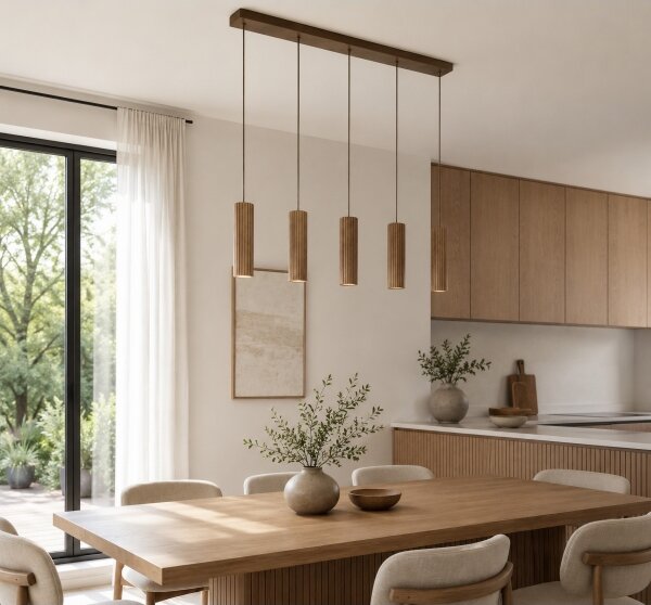 Brilliant - Závesné svietidlo na lanku LAKEWOOD 5xGU10/10W/230V hnedé