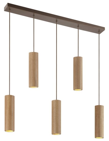 Brilliant - Závesné svietidlo na lanku LAKEWOOD 5xGU10/10W/230V hnedé