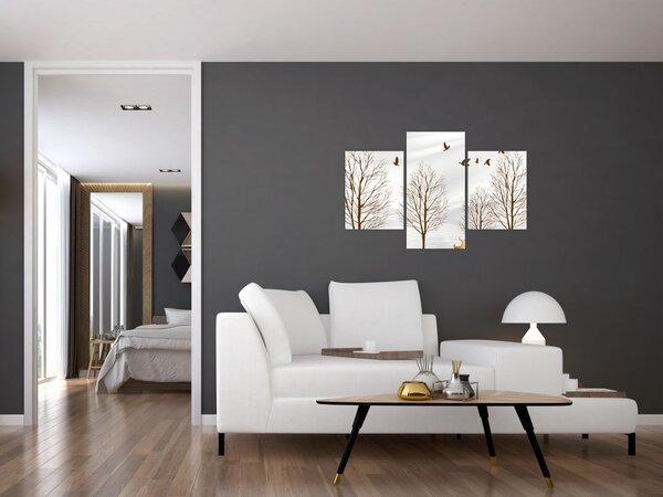 Obraz - Jelene pred riekou (90x60 cm)