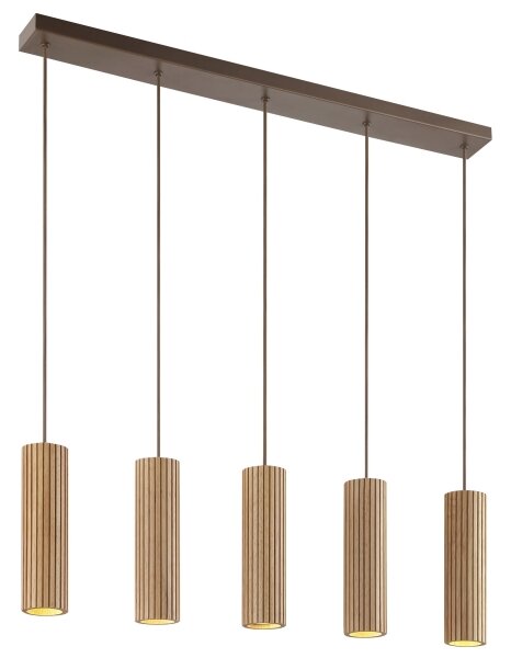 Brilliant - Závesné svietidlo na lanku LAKEWOOD 5xGU10/10W/230V hnedé