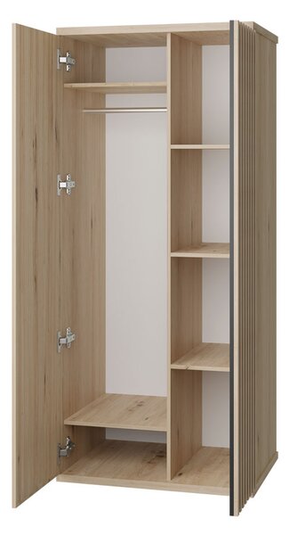 Mirjan24 Dvojdverová šatníková skriňa Sigeren SG01, Farby:: dub artisan / dub artisan + čierna 5903211090509