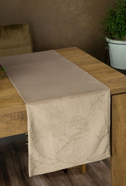 Dekorstudio Elegantný zamatový behúň na stôl BLINK 13 béžový Rozmer behúňa (šírka x dĺžka): 35x140cm