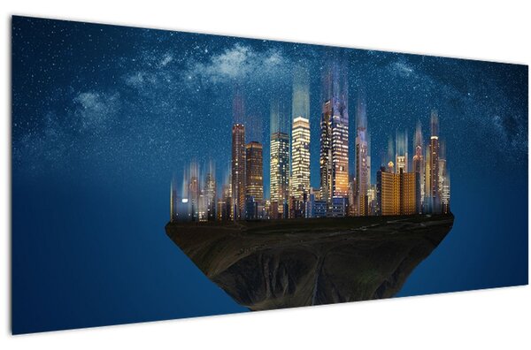 Obraz - Veľkomesto plávajúce priestorom (120x50 cm)