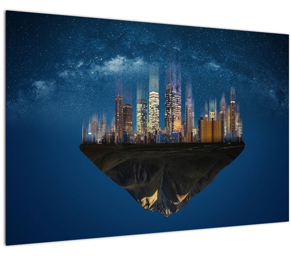 Obraz - Veľkomesto plávajúce priestorom (90x60 cm)