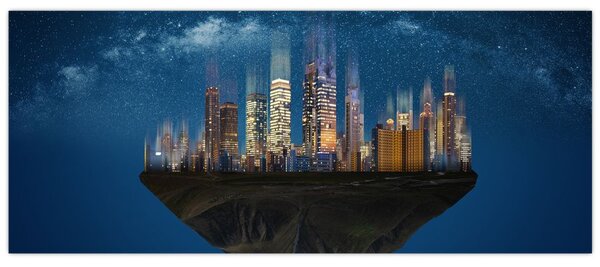 Obraz - Veľkomesto plávajúce priestorom (120x50 cm)