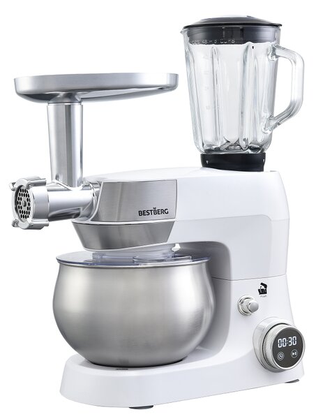 Multifunkčný kuchynský robot BestBerg BBR-1900P / 1900 W / 5 l / 12 rýchlostí / perleťová biela