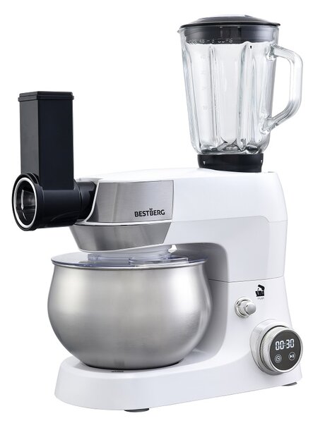 Multifunkčný kuchynský robot BestBerg BBR-1900P / 1900 W / 5 l / 12 rýchlostí / perleťová biela
