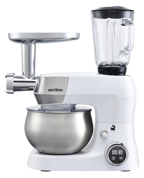 Multifunkčný kuchynský robot BestBerg BBR-1900P / 1900 W / 5 l / 12 rýchlostí / perleťová biela