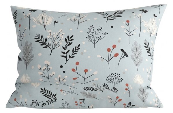 Flanelová obliečka na vankúš FROST BOTANIC 50x70 cm, svetlosivá