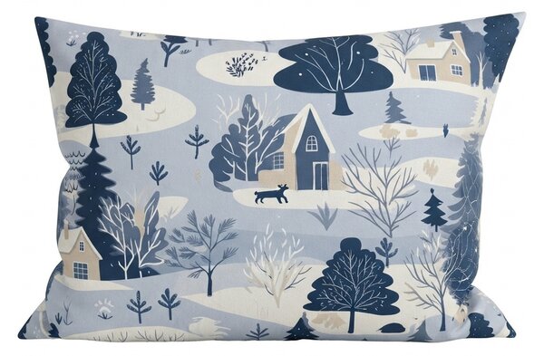 Flanelová obliečka na vankúš SNOWY VALLEY 50x70 cm, modrá