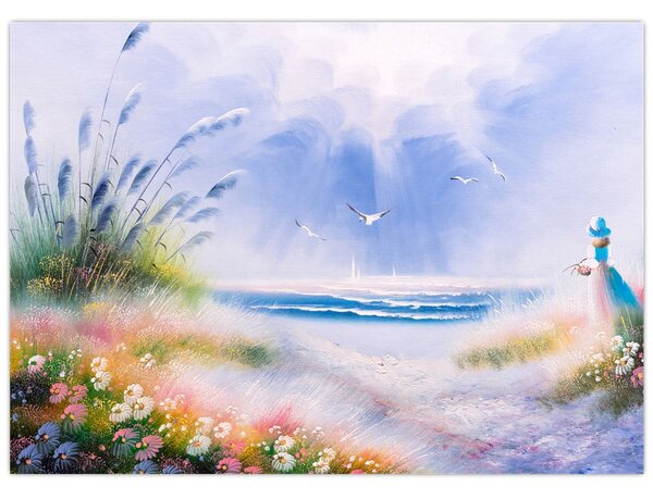 Obraz - Romantická pláž, olejomaľba (70x50 cm)