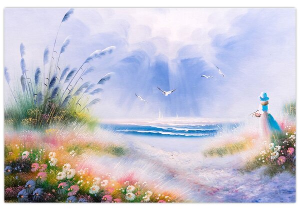 Obraz - Romantická pláž, olejomaľba (90x60 cm)