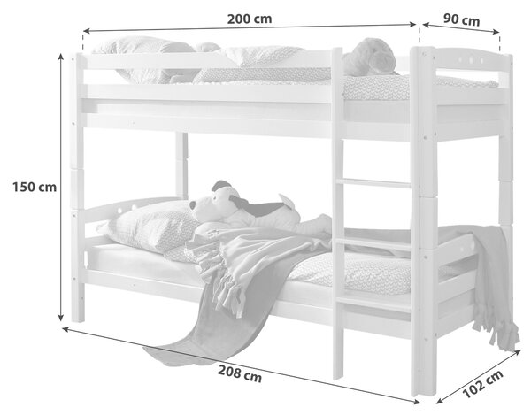 POSCHODOVÁ POSTEĽ 90/200 cm MID.YOU - Detské izby, Online Only