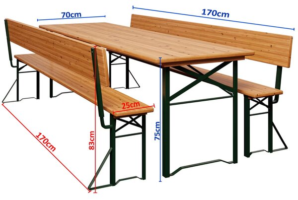Pivný set s opierkou 170 cm - skladací