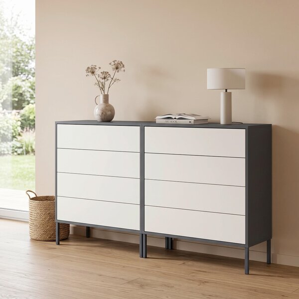 ŠIROKÁ KOMODA, antracitová, biela, 158/86/33 cm MID.YOU - Komody, Online Only