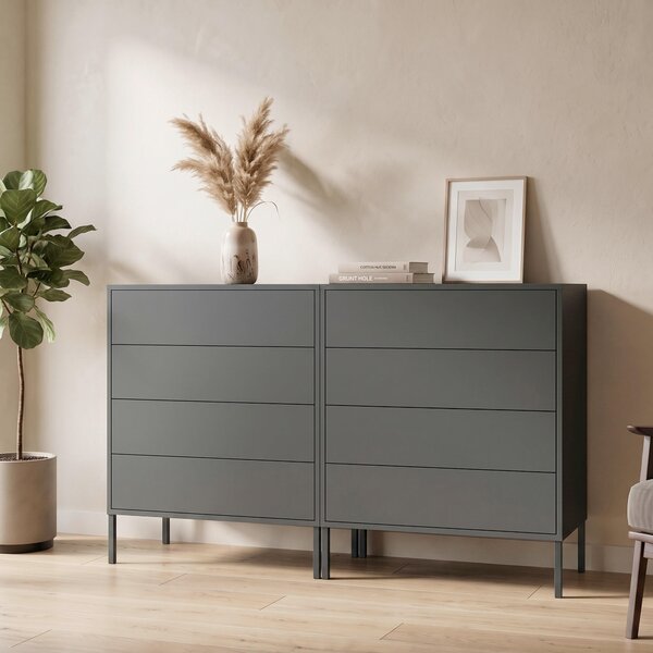 ŠIROKÁ KOMODA, antracitová, 158/86/33 cm MID.YOU - Komody, Online Only