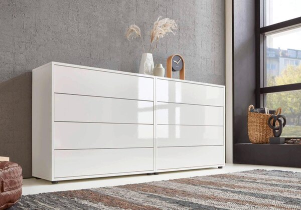 ŠIROKÁ KOMODA, biela, biela s vysokým leskom, 158/73/33 cm MID.YOU - Komody, Online Only