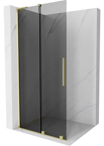 Mexen Velar L, posuvná sprchová zástena Walk-in 90 x 200 cm, 8mm šedé sklo, zlatá matná, 871-090-003-43-55